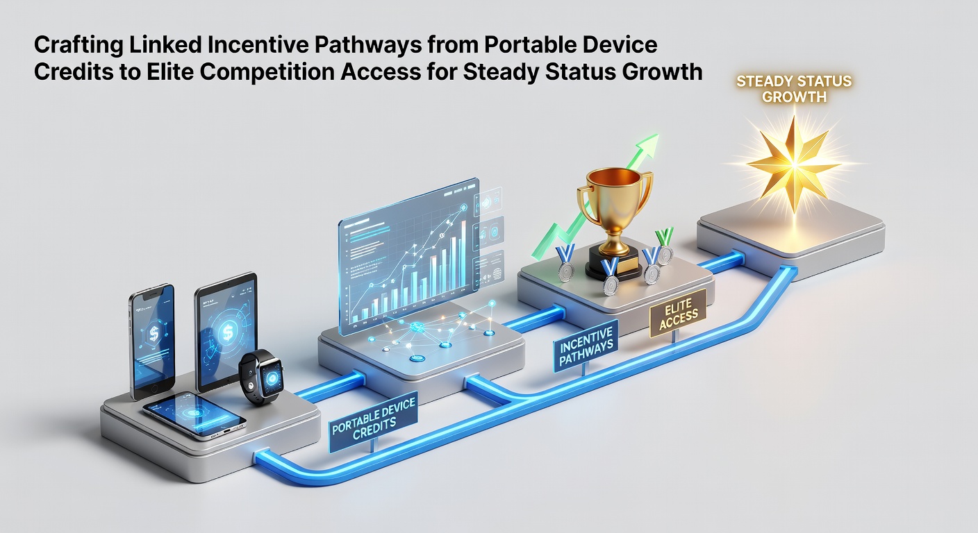 Mobile device interface showing credit accumulation and pathway links to tournament entry points in gaming platforms