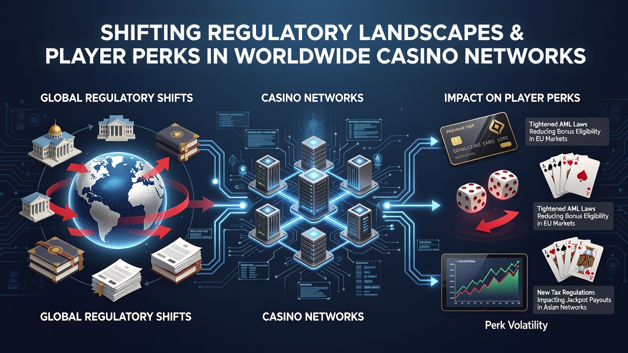 Casino floor with digital reward kiosks showing updated perk interfaces